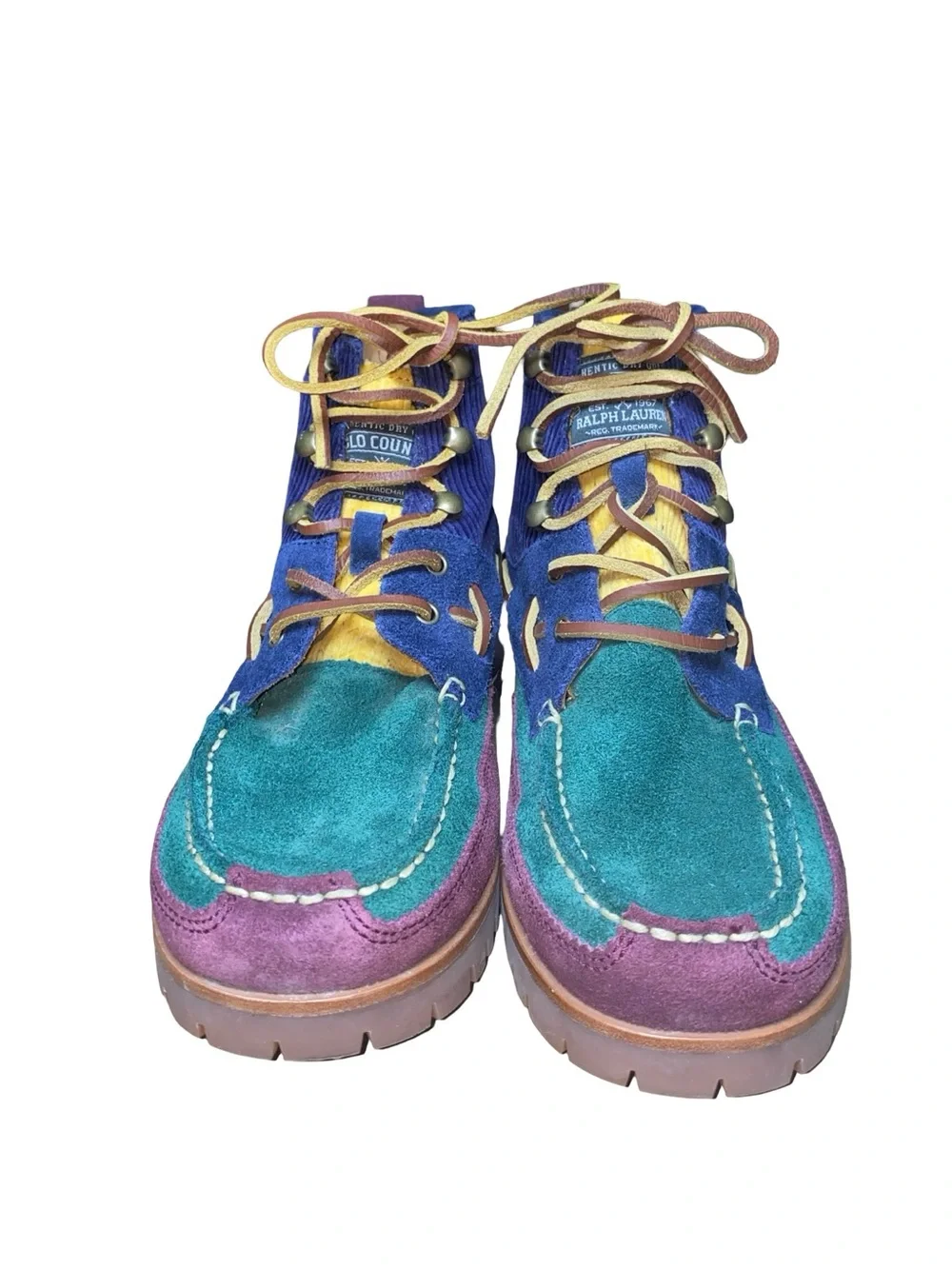Polo Ralph Lauren Ranger Mid Suede & Corduroy Colorblock Boots heritage fashion